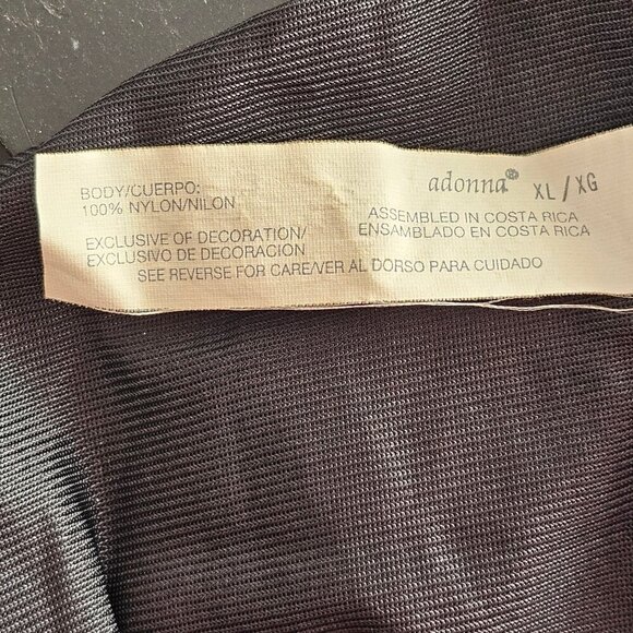 Adonna 100% Nylon Long Half Slip Womens XL Black Elastic Waist Lace Hem - Picture 4 of 5